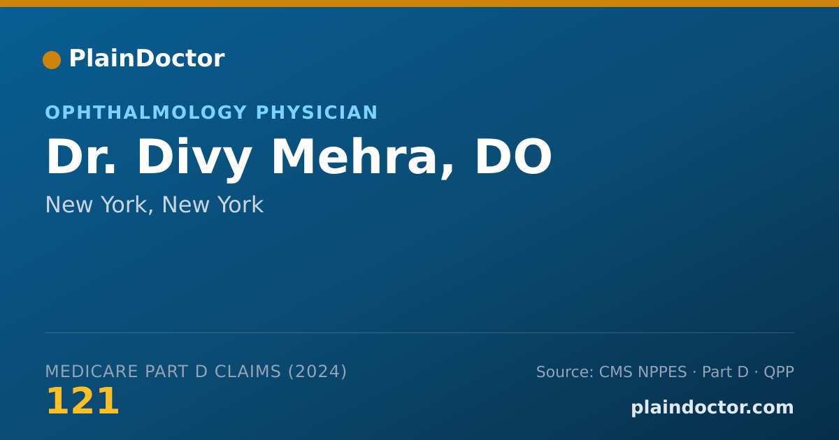 Shareable card for Divy Mehra, DO - Ophthalmology Physician, New York, NY