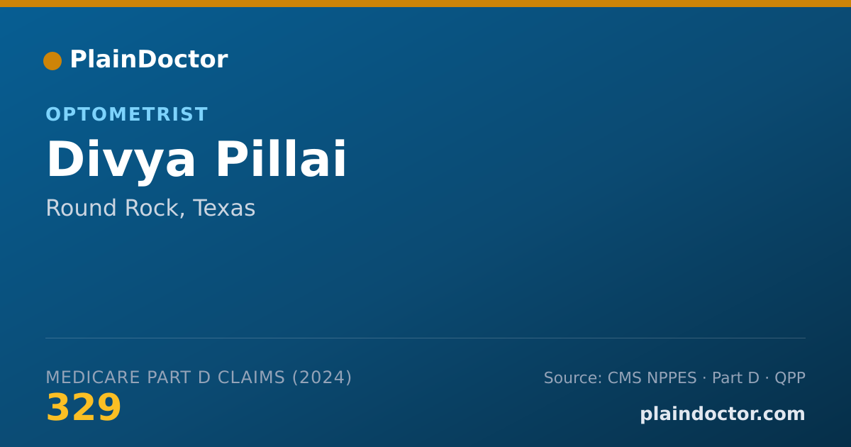 Shareable card for Divya Pillai - Optometrist, Round Rock, TX