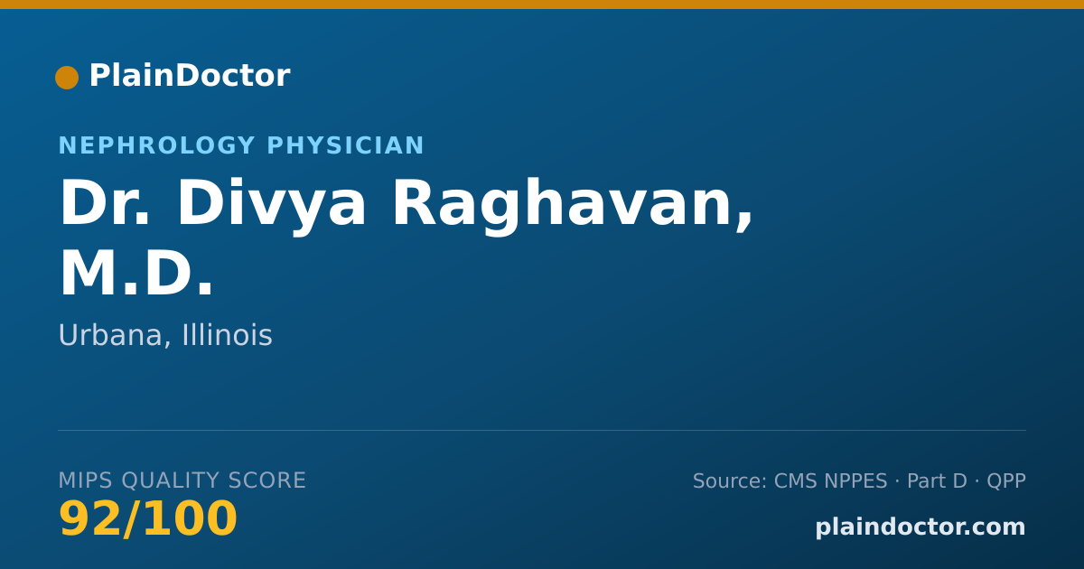 Shareable card for Divya Raghavan, M.D. - Internal Medicine Physician, Urbana, IL