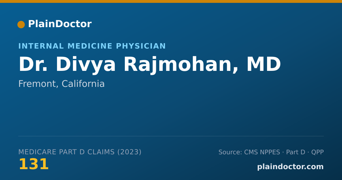Shareable card for Divya Rajmohan, MD - Internal Medicine Physician, Fremont, CA