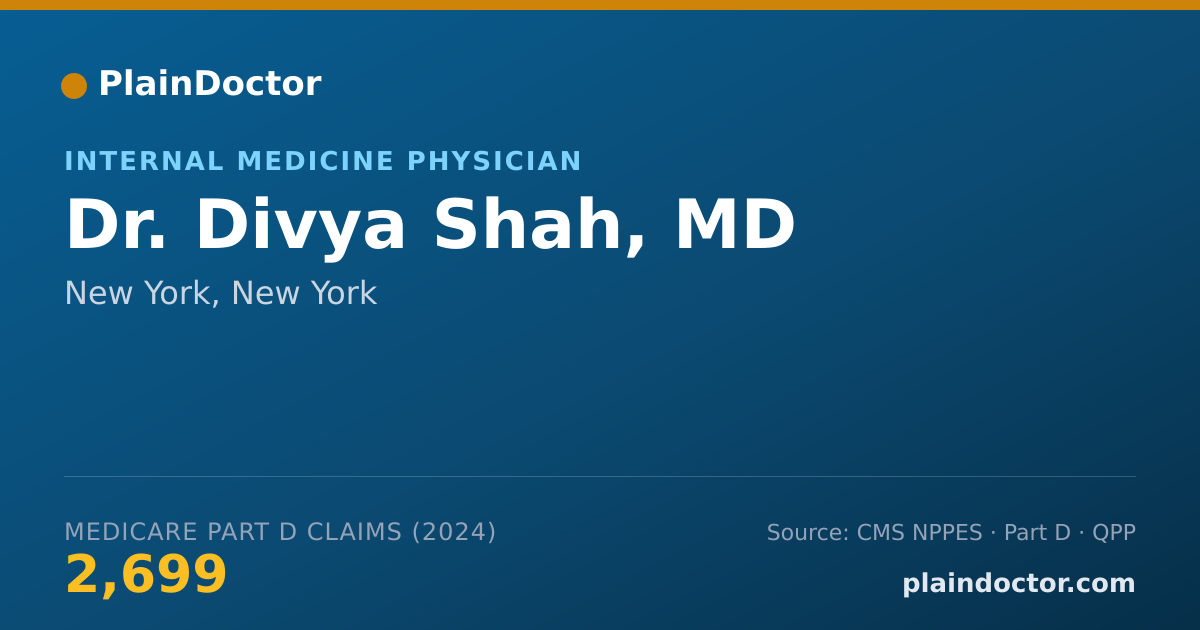 Shareable card for Divya Shah, MD - Internal Medicine Physician, New York, NY