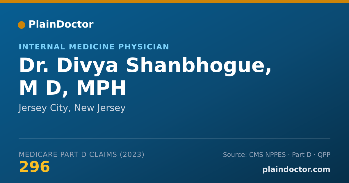 Shareable card for Divya Shanbhogue, M D, MPH - Internal Medicine Physician, Jersey City, NJ
