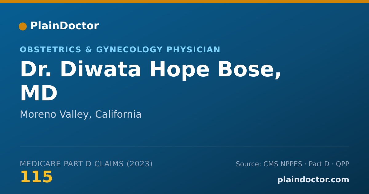 Shareable card for Diwata Hope Bose, MD - Obstetrics & Gynecology Physician, Moreno Valley, CA
