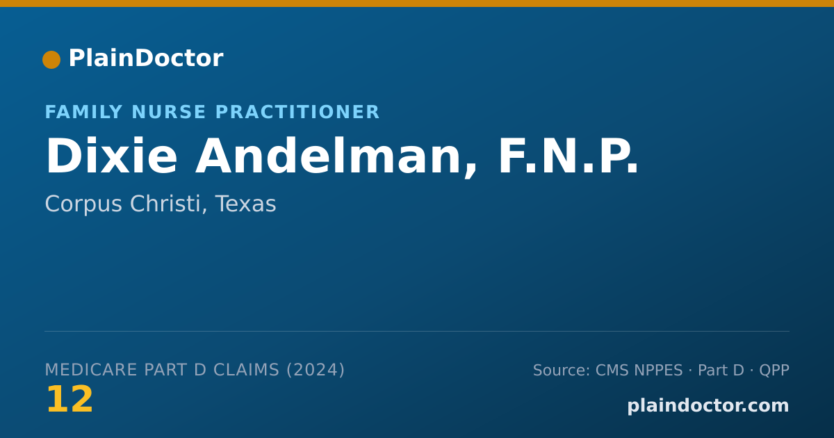 Shareable card for Dixie Andelman, F.N.P. - Nurse Practitioner, Corpus Christi, TX