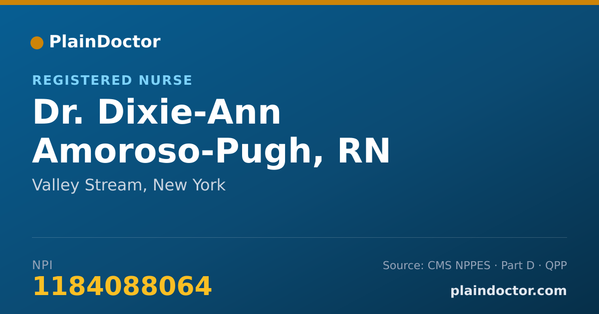 Shareable card for Dixie-Ann Amoroso-Pugh, RN - Registered Nurse, Valley Stream, NY