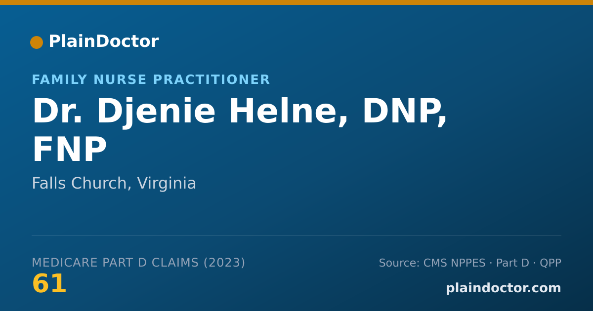 Shareable card for Djenie Helne, DNP, FNP - Family Nurse Practitioner, Falls Church, VA