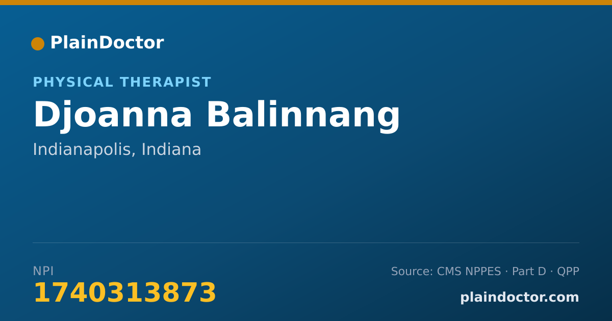 Shareable card for Djoanna Balinnang - Physical Therapist, Indianapolis, IN