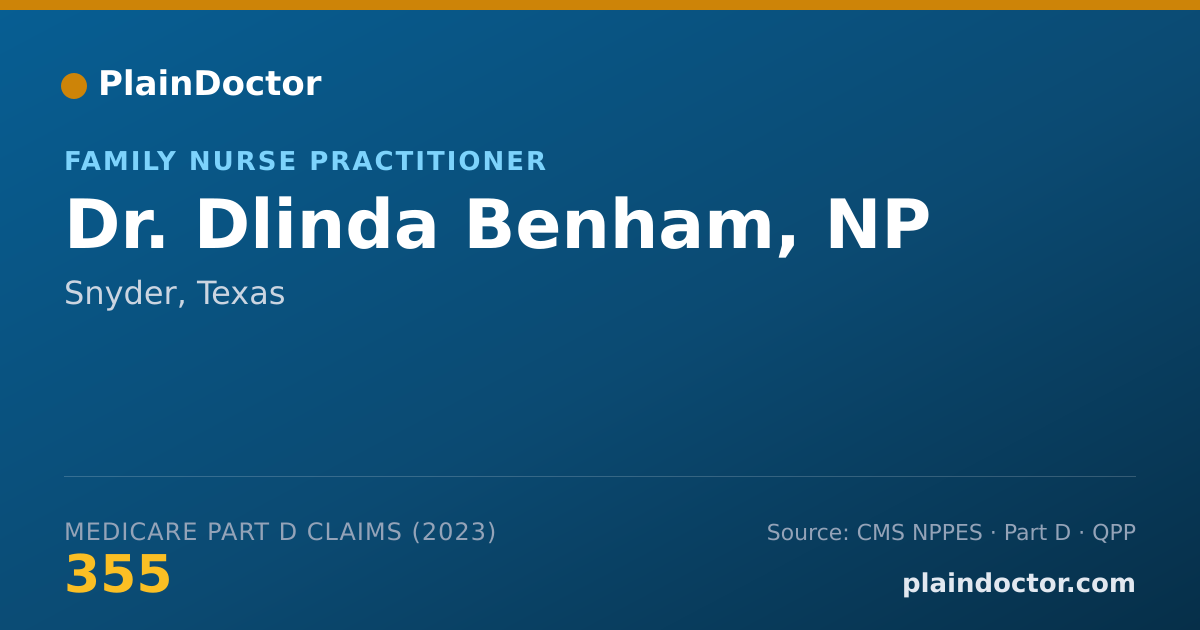 Shareable card for Dlinda Benham, NP - Family Nurse Practitioner, Snyder, TX