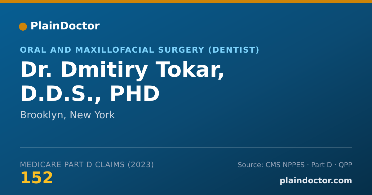 Shareable card for Dmitiry Tokar, D.D.S., PHD - Oral and Maxillofacial Surgery (Dentist), Brooklyn, NY