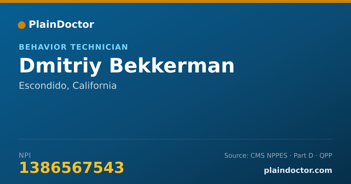 Shareable card for Dmitriy Bekkerman - Behavior Technician, Escondido, CA