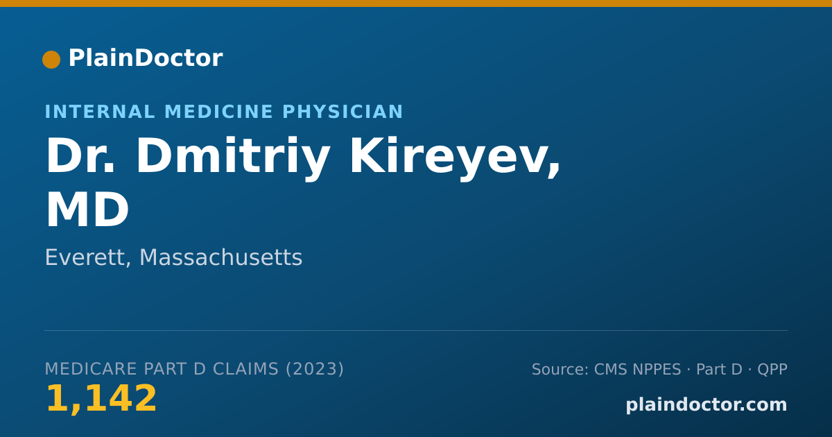 Shareable card for Dmitriy Kireyev, MD - Internal Medicine Physician, Everett, MA