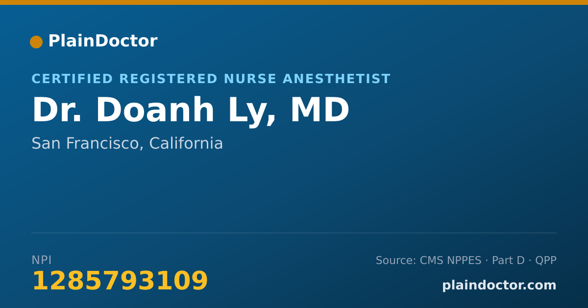Shareable card for Doanh Ly, MD - Certified Registered Nurse Anesthetist, San Francisco, CA