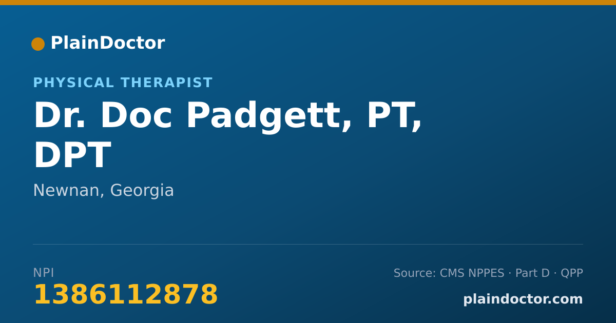 Shareable card for Doc Padgett, PT, DPT - Physical Therapist, Newnan, GA