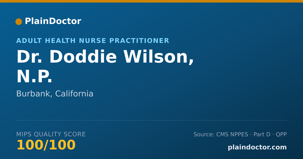Shareable card for Doddie Wilson, N.P. - Adult Health Nurse Practitioner, Burbank, CA