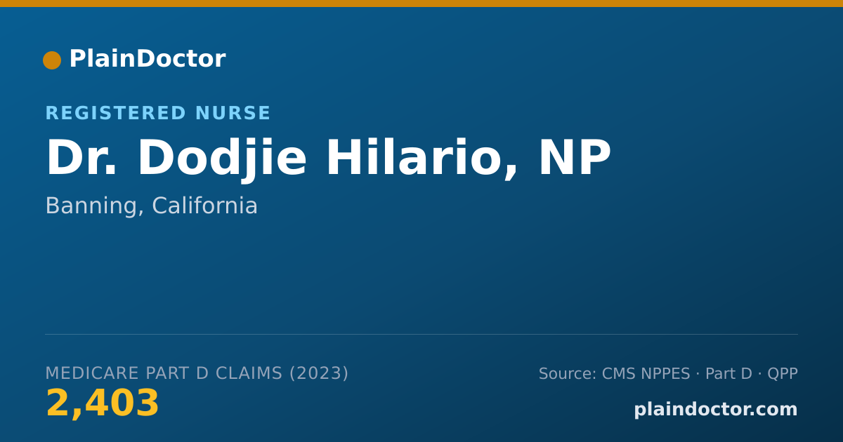 Shareable card for Dodjie Hilario, NP - Registered Nurse, Banning, CA