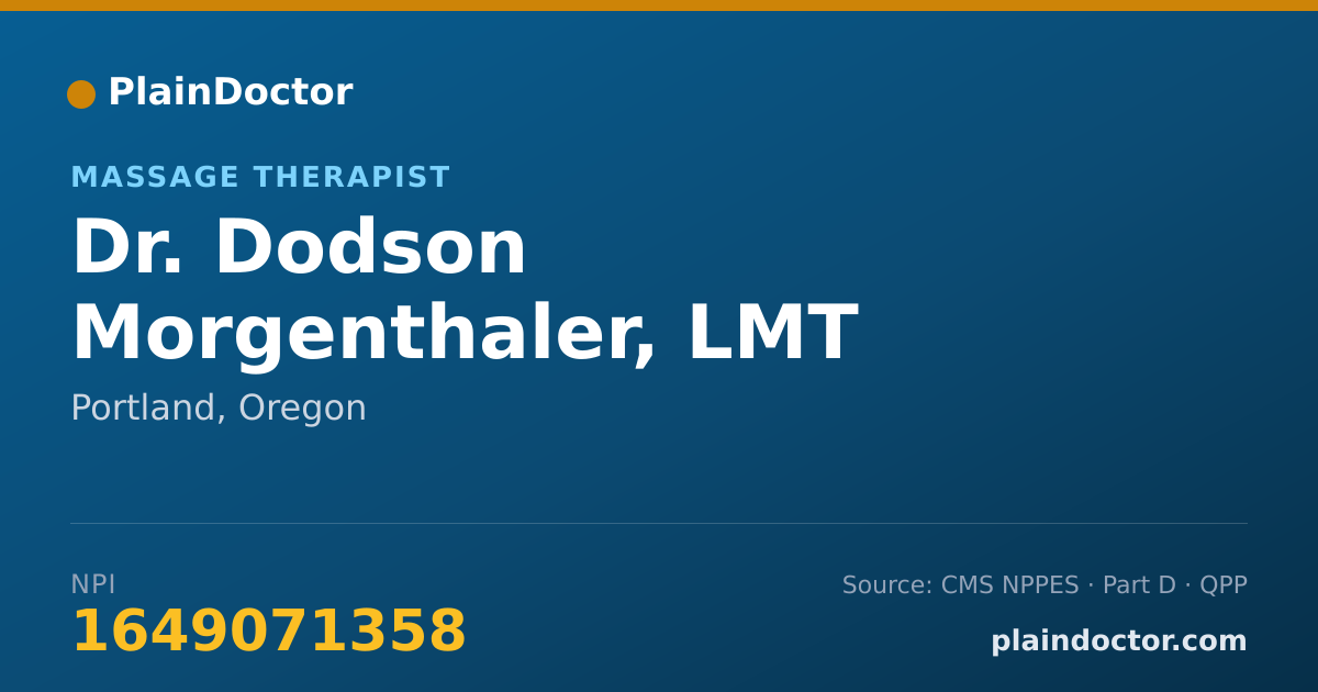 Shareable card for Dodson Morgenthaler, LMT - Massage Therapist, Portland, OR