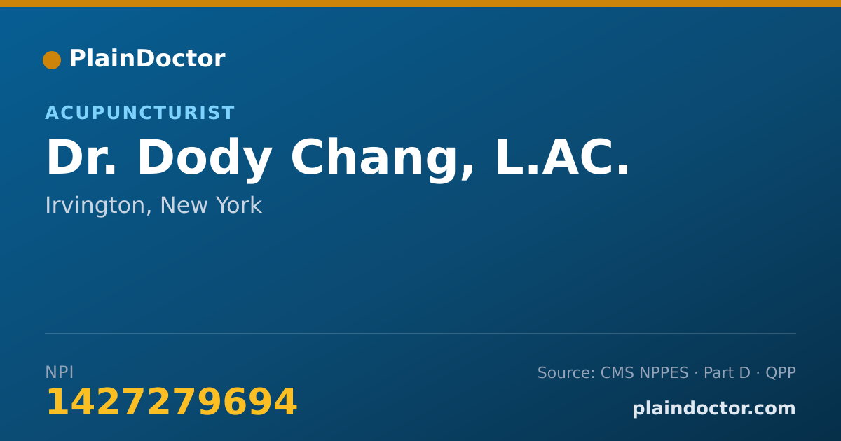 Shareable card for Dody Chang, L.AC. - Acupuncturist, Irvington, NY