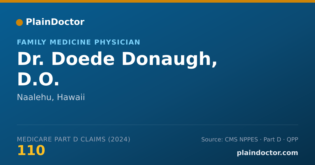 Shareable card for Doede Donaugh, D.O. - Family Medicine Physician, Naalehu, HI