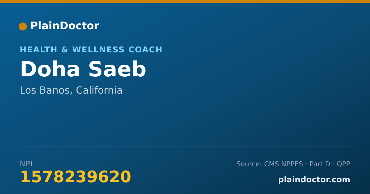 Shareable card for Doha Saeb - Health & Wellness Coach, Los Banos, CA
