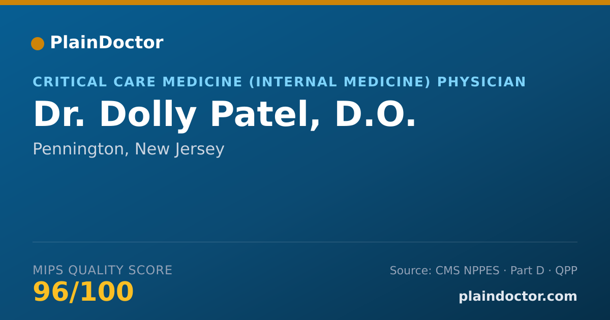 Shareable card for Dolly Patel, D.O. - Critical Care Medicine (Internal Medicine) Physician, Pennington, NJ