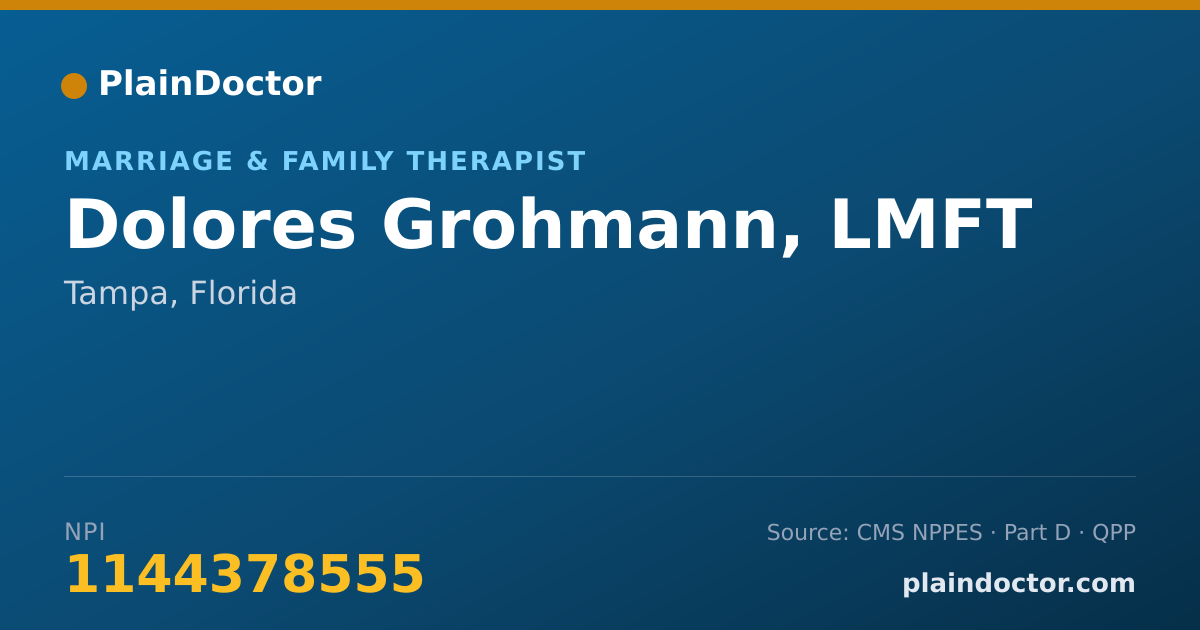 Shareable card for Dolores Grohmann, LMFT - Marriage & Family Therapist, Tampa, FL