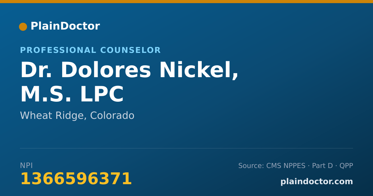 Shareable card for Dolores Nickel, M.S. LPC - Professional Counselor, Wheat Ridge, CO