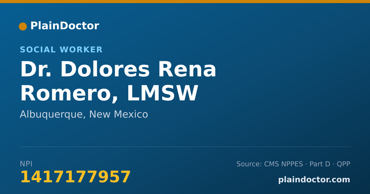 Shareable card for Dolores Rena Romero, LMSW - Social Worker, Albuquerque, NM