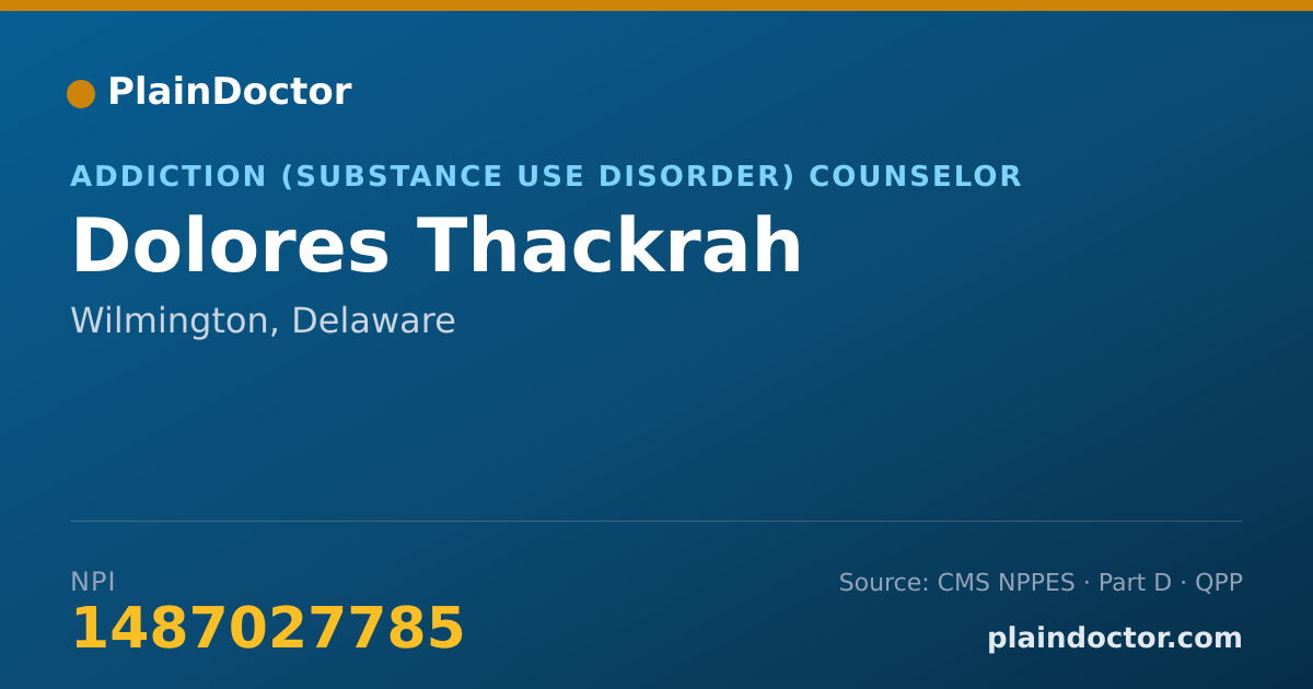 Shareable card for Dolores Thackrah - Addiction (Substance Use Disorder) Counselor, Wilmington, DE