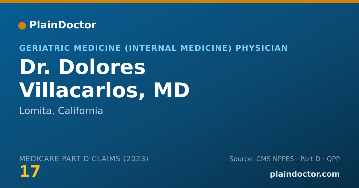 Shareable card for Dolores Villacarlos, MD - Geriatric Medicine (Internal Medicine) Physician, Lomita, CA