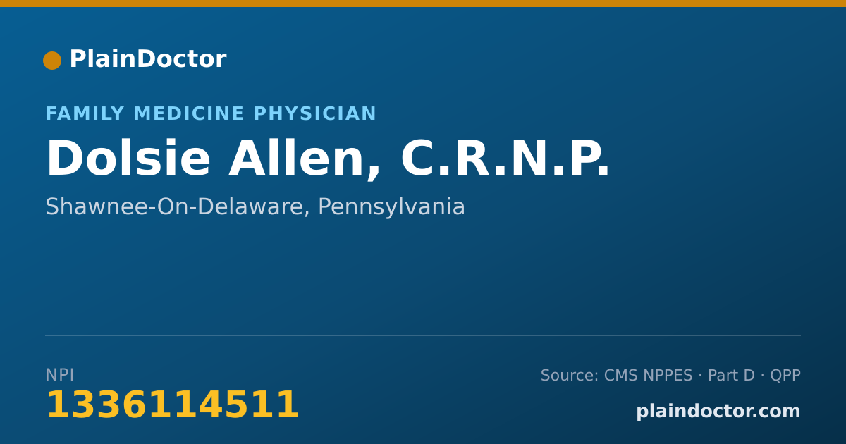 Shareable card for Dolsie Allen, C.R.N.P. - Family Medicine Physician, Shawnee-On-Delaware, PA