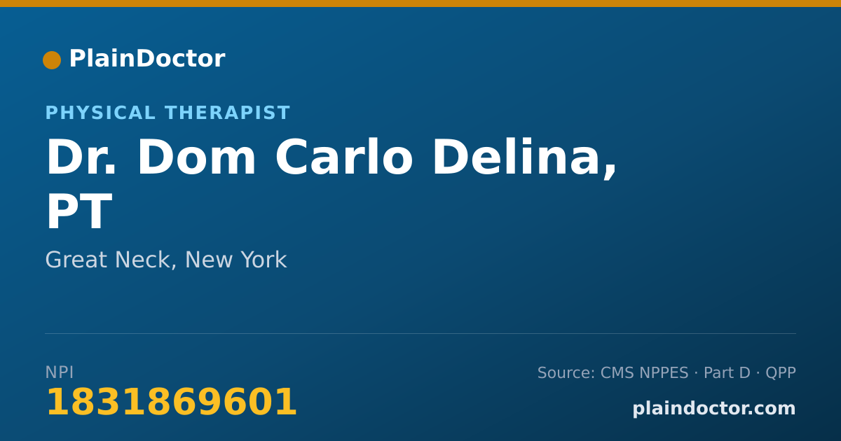Shareable card for Dom Carlo Delina, PT - Physical Therapist, Great Neck, NY