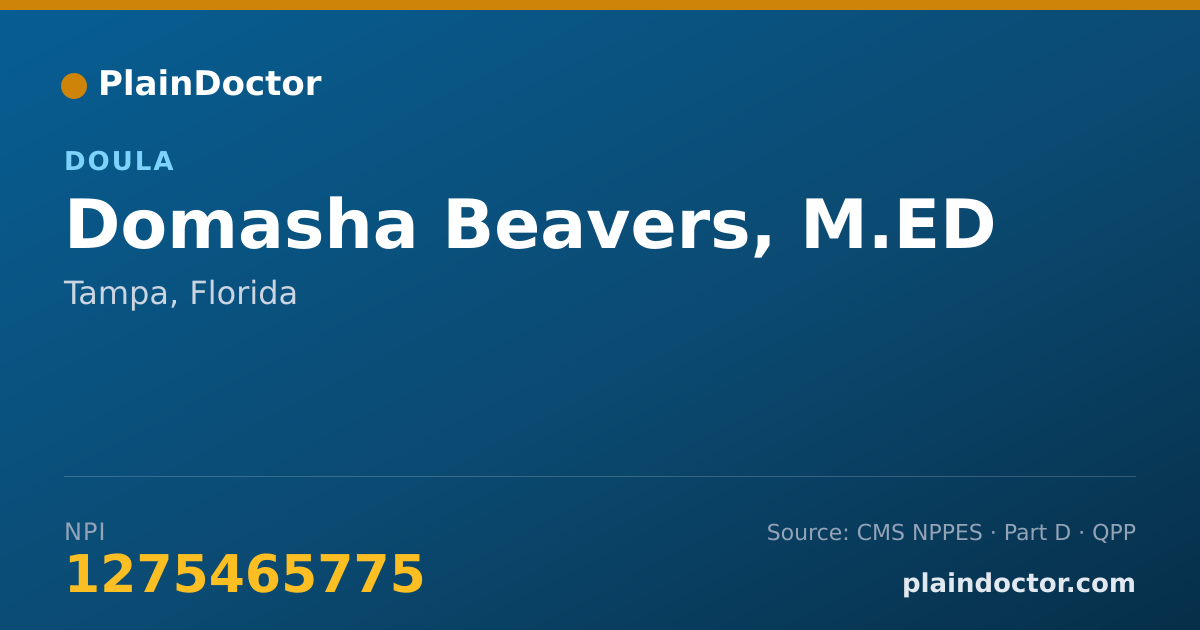 Shareable card for Domasha Beavers, M.ED - Doula, Tampa, FL