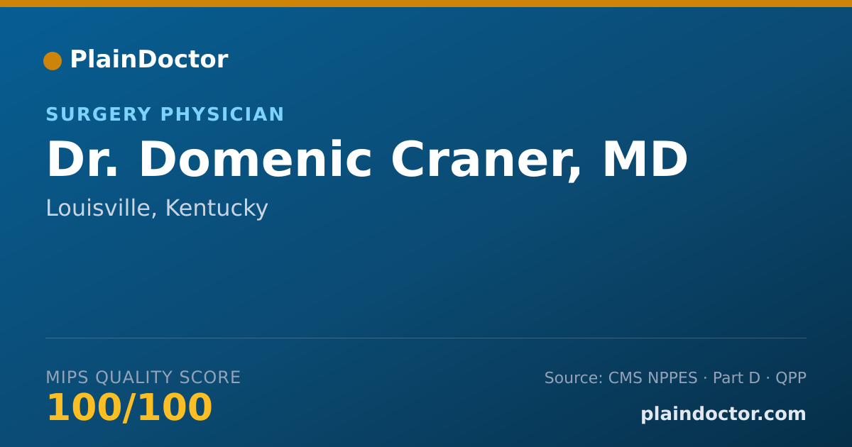 Shareable card for Domenic Craner, MD - Surgery Physician, Louisville, KY