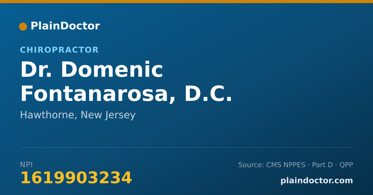 Shareable card for Domenic Fontanarosa, D.C. - Chiropractor, Hawthorne, NJ