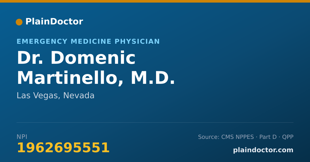 Shareable card for Domenic Martinello, M.D. - Emergency Medicine Physician, Las Vegas, NV