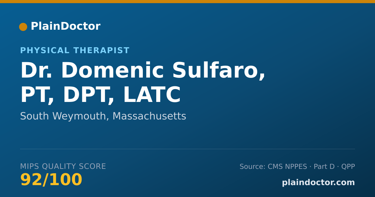 Shareable card for Domenic Sulfaro, PT, DPT, LATC - Physical Therapist, South Weymouth, MA