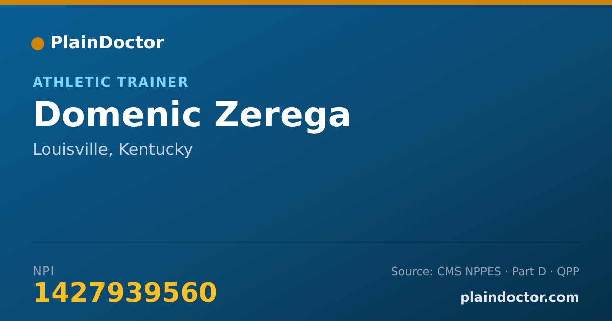 Shareable card for Domenic Zerega - Athletic Trainer, Louisville, KY