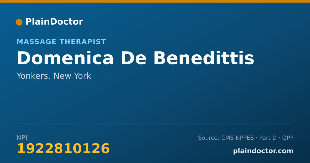 Shareable card for Domenica De Benedittis - Massage Therapist, Yonkers, NY