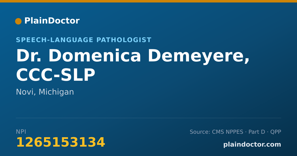 Shareable card for Domenica Demeyere, CCC-SLP - Speech-Language Pathologist, Novi, MI