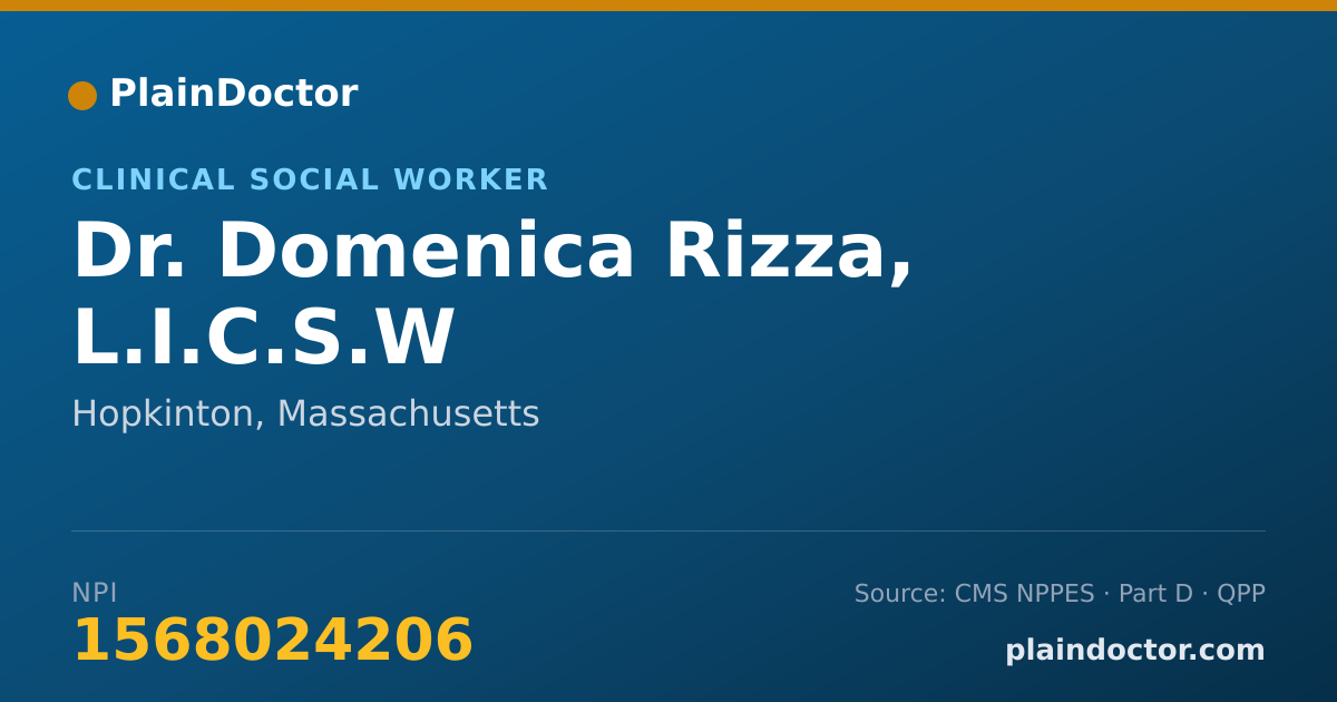 Shareable card for Domenica Rizza, L.I.C.S.W - Clinical Social Worker, Hopkinton, MA
