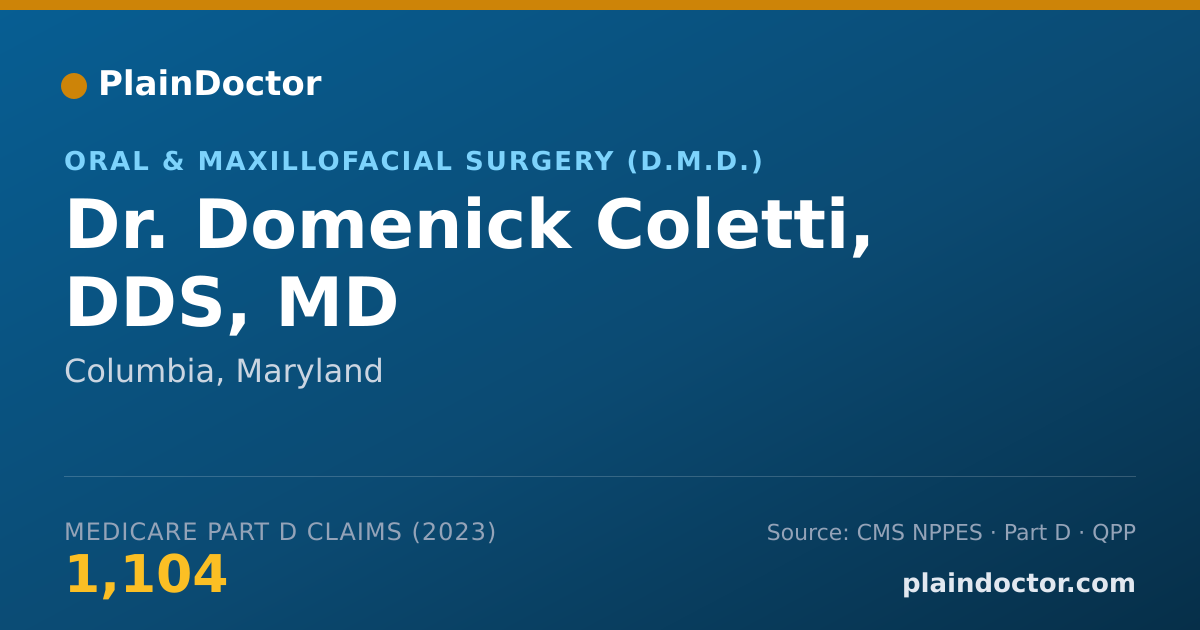 Shareable card for Domenick Coletti, DDS, MD - Oral & Maxillofacial Surgery (D.M.D.), Columbia, MD