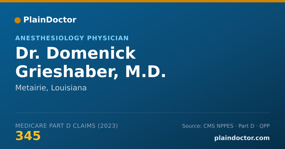 Shareable card for Domenick Grieshaber, M.D. - Anesthesiology Physician, Metairie, LA