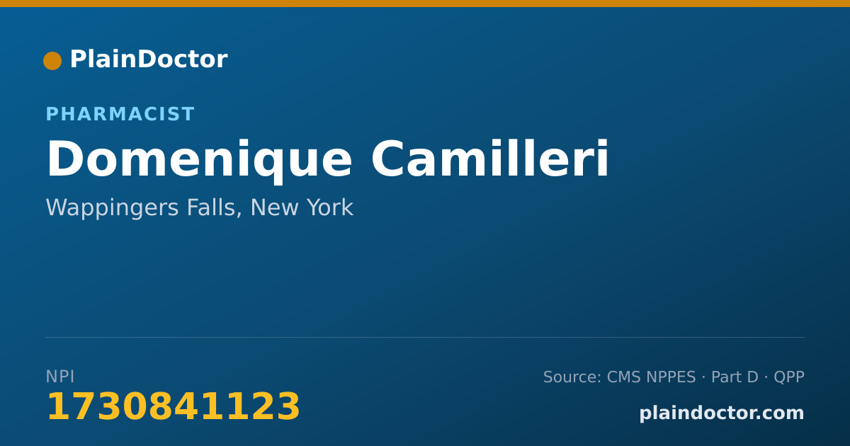 Shareable card for Domenique Camilleri - Pharmacist, Wappingers Falls, NY