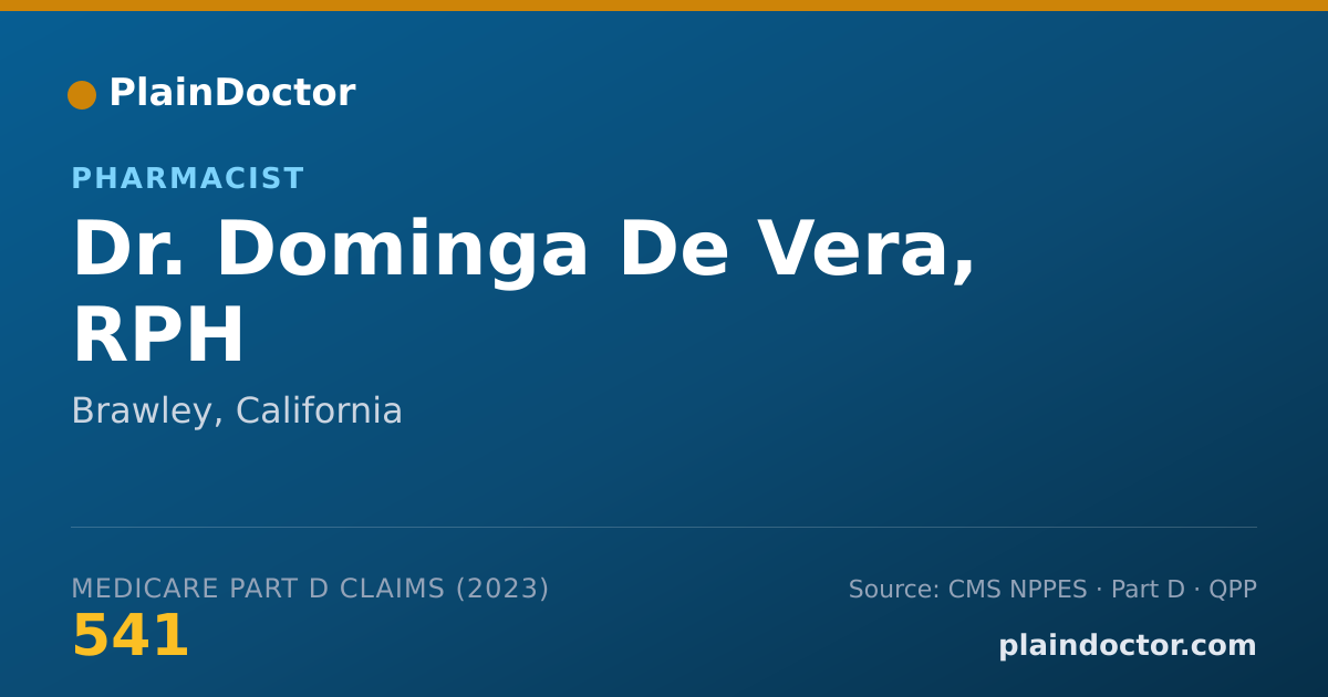 Shareable card for Dominga De Vera, RPH - Pharmacist, Brawley, CA