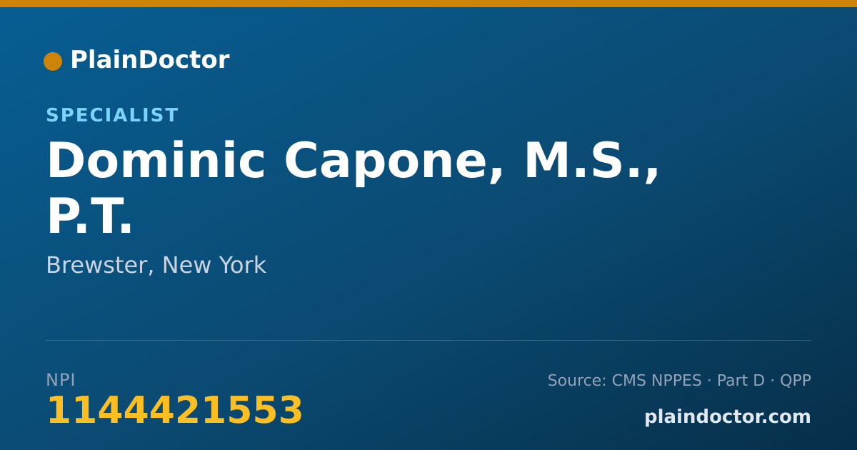 Shareable card for Dominic Capone, M.S., P.T. - Specialist, Brewster, NY