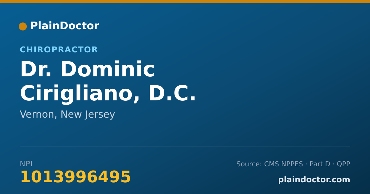 Shareable card for Dominic Cirigliano, D.C. - Chiropractor, Vernon, NJ