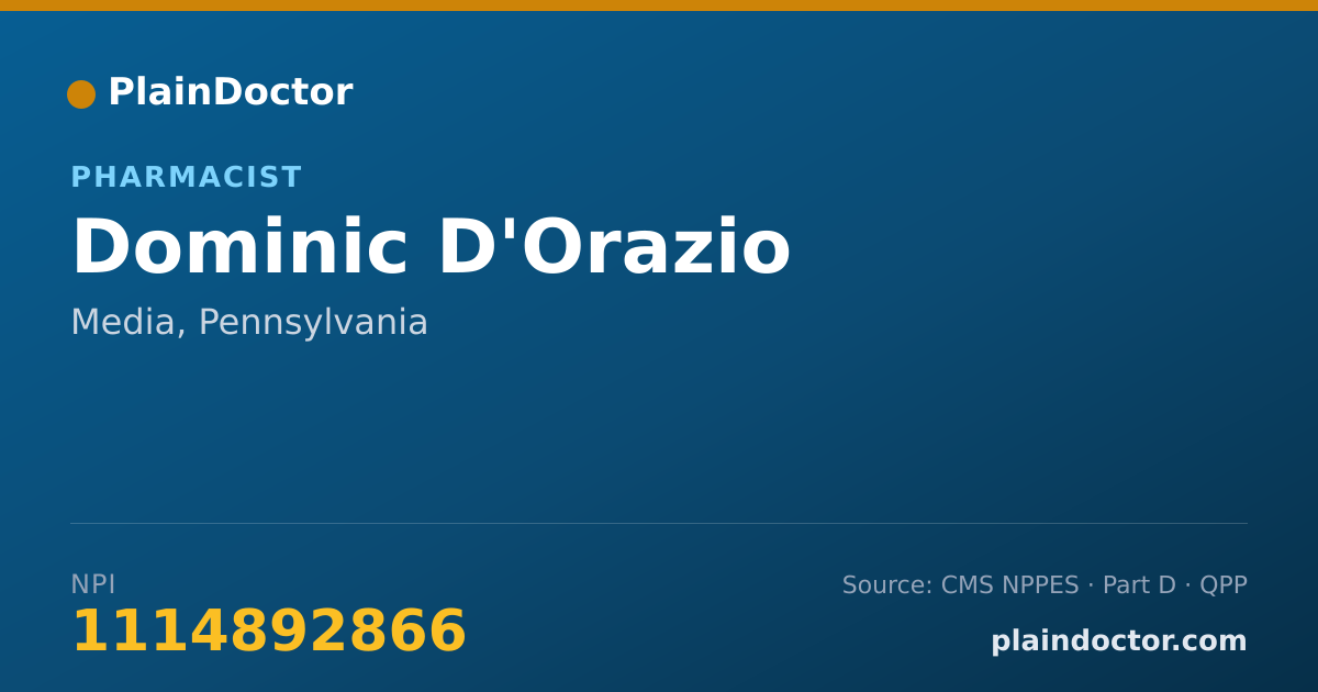 Shareable card for Dominic D'Orazio - Pharmacist, Media, PA