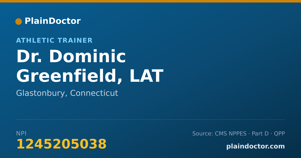 Shareable card for Dominic Greenfield, LAT - Athletic Trainer, Glastonbury, CT