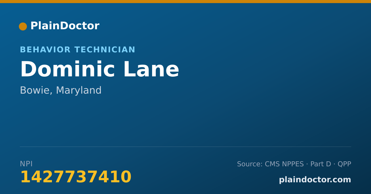 Shareable card for Dominic Lane - Behavior Technician, Bowie, MD