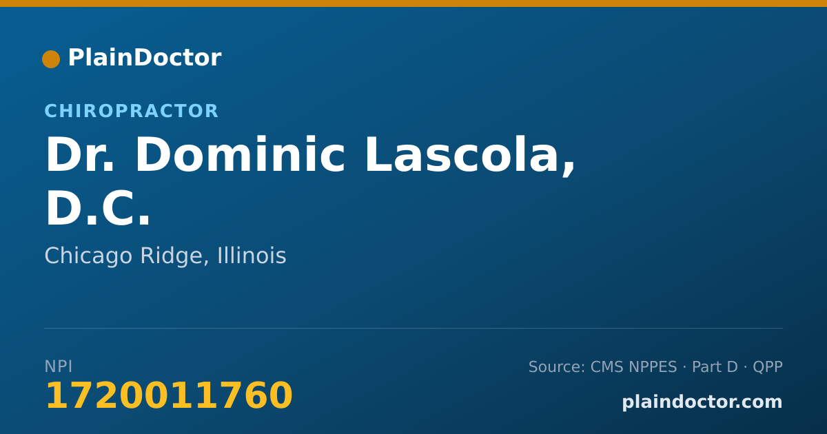 Shareable card for Dominic Lascola, D.C. - Chiropractor, Chicago Ridge, IL
